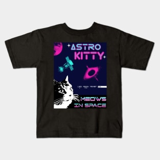 ASTRO KITTY CAT MEOWS IN SPACE FUN COLORFUL Kids T-Shirt